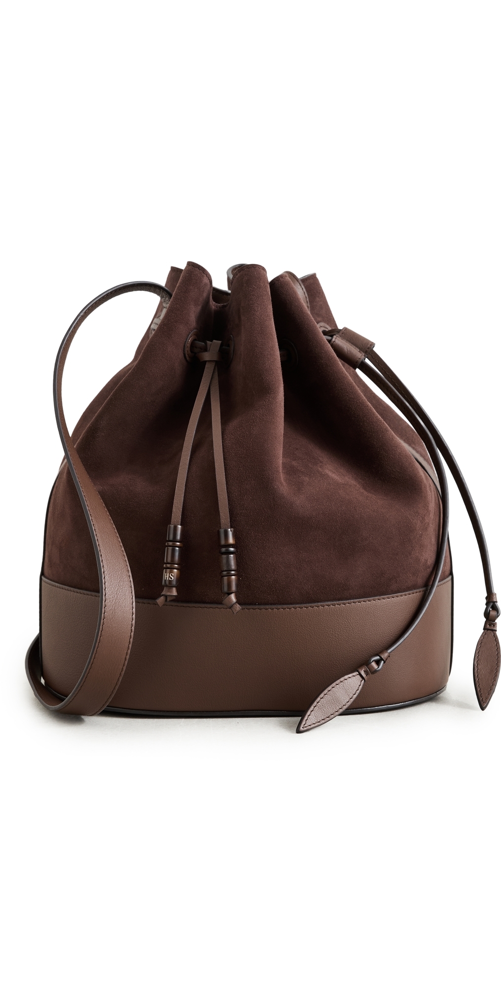 Hunting Season Extra Large Drawstring Bucket Bag In Suede Dark Brown In Brown