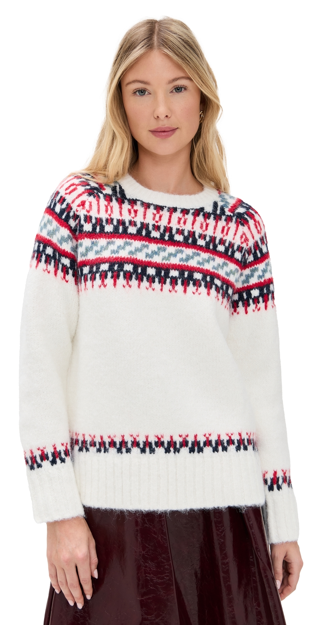 Hunter Josie Sweater Cream Fairisle In White