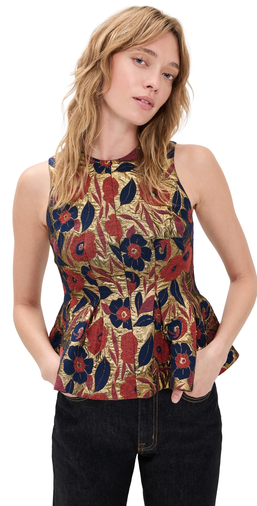 Hunter Marlow Top Gilded Jacquard In Multi