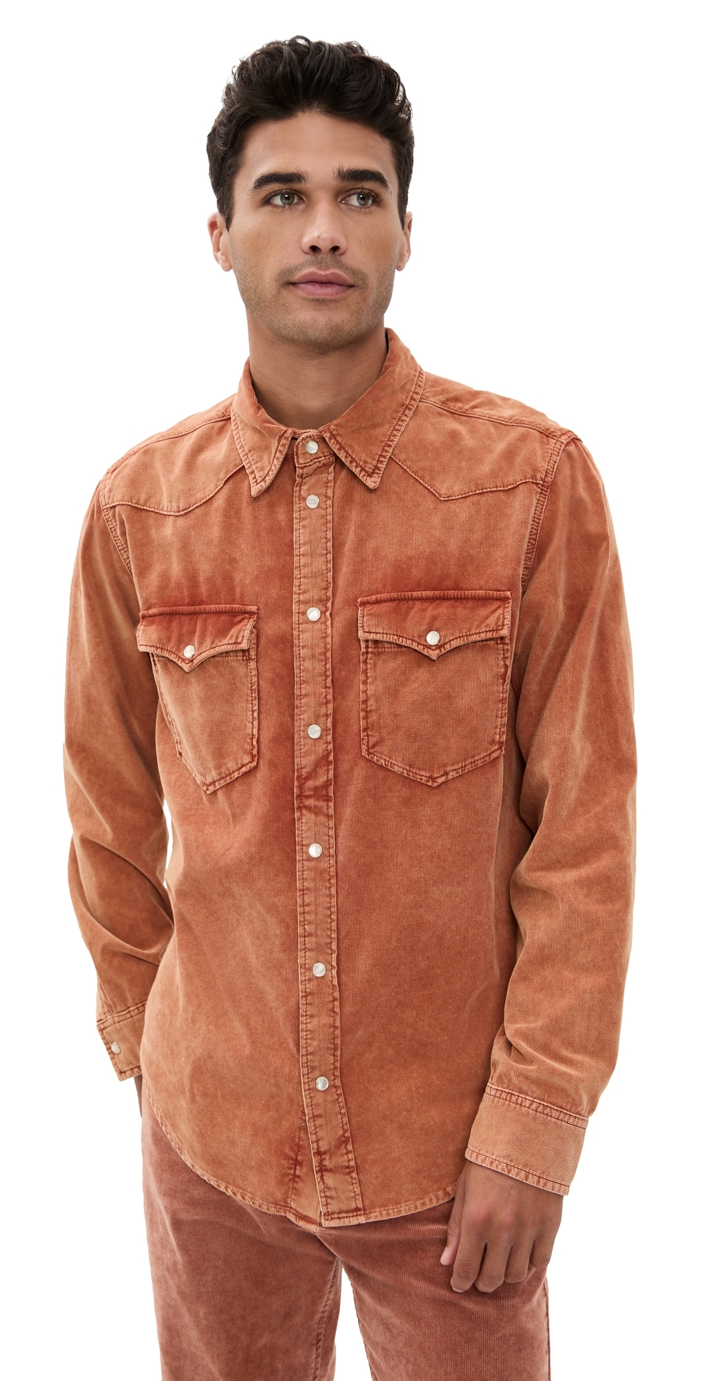 Isabel Marant Vasco Corduroy Shirt Rust In Brown