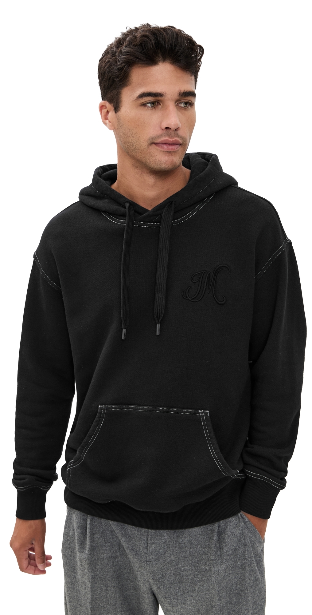 Isabel Marant Matte Monogram Hoodie Black In Black