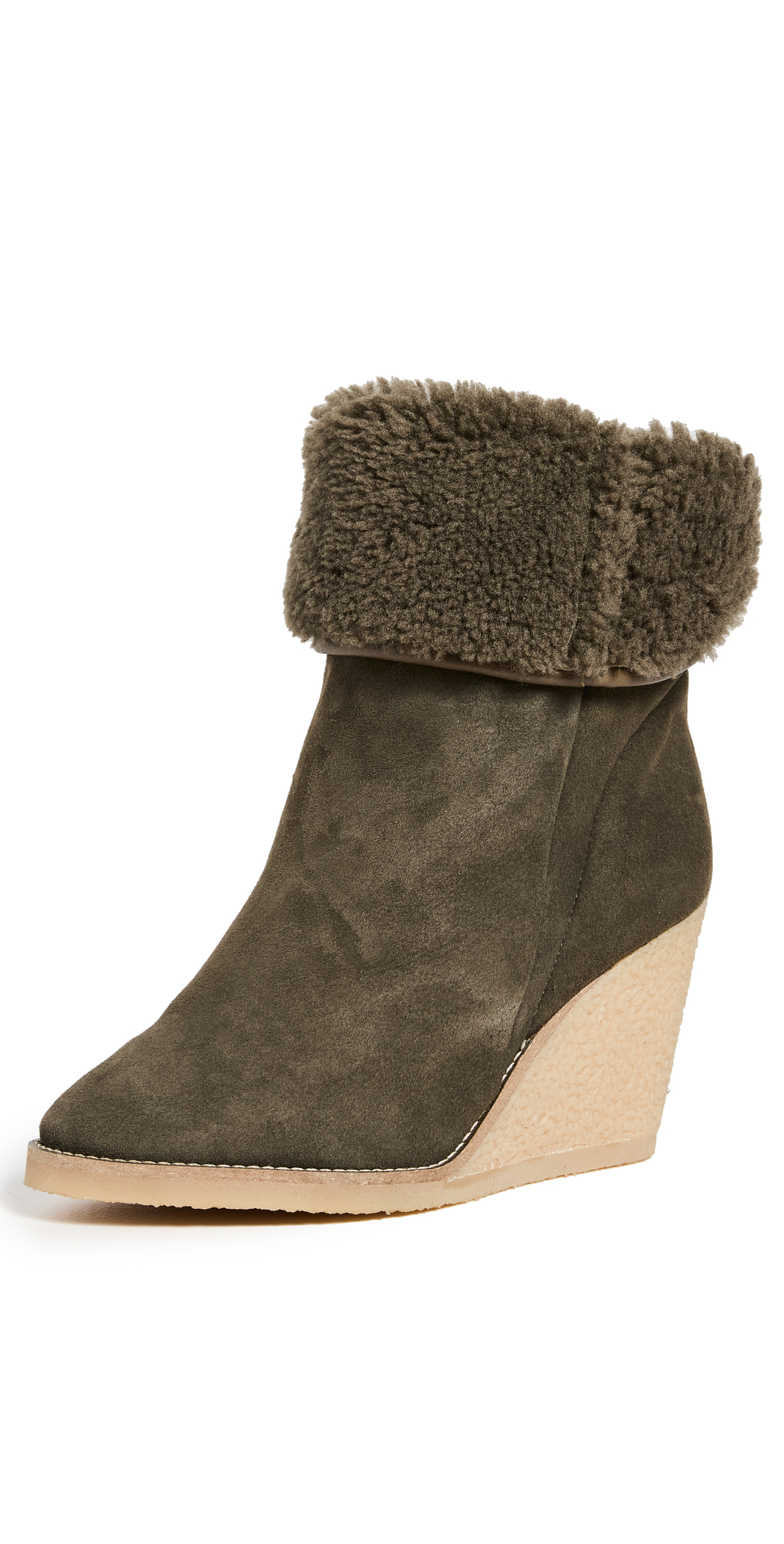 Isabel Marant Totam 90 Shearling And Leather Boots In Khaki