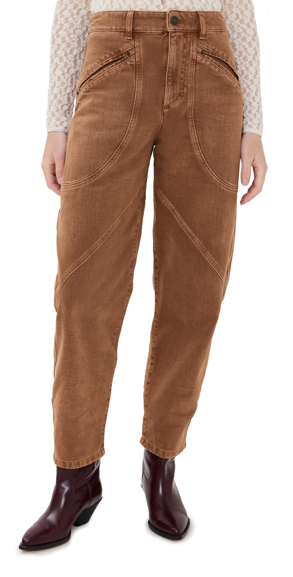 Isabel Marant Tailored Trousers Contrast Stitching In Brown