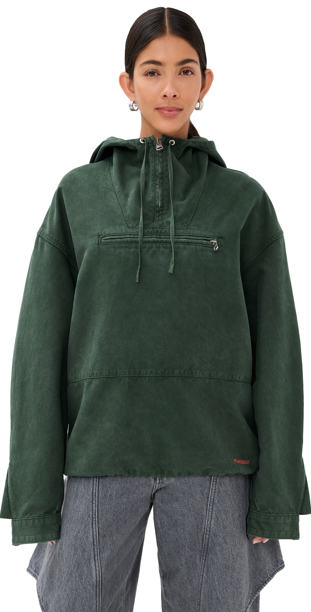 Jw Anderson Garment Dye Anorak Jacket Pine In Green
