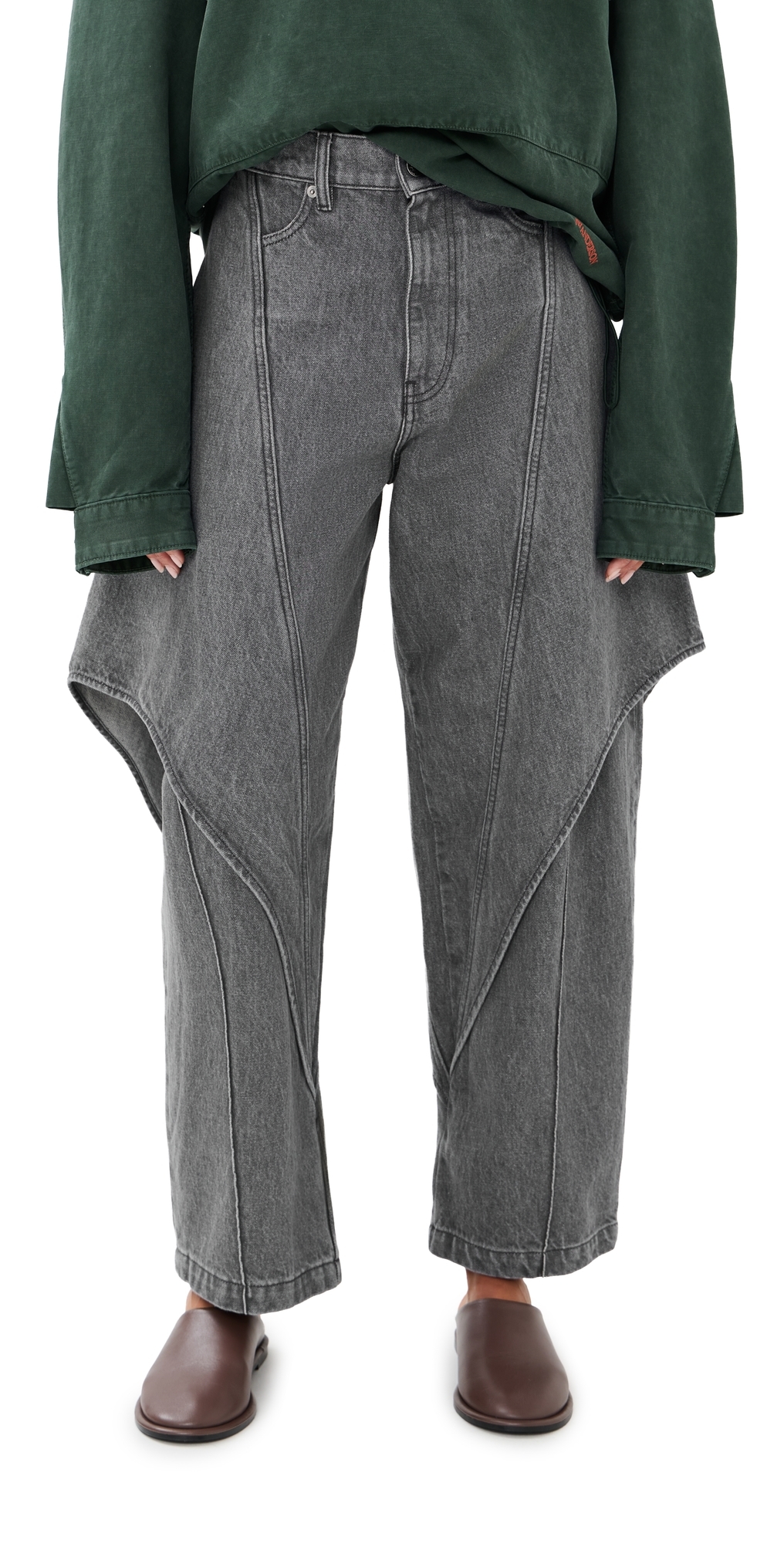 Jw Anderson Cropped Sculptural Jeans Light Grey In Gray