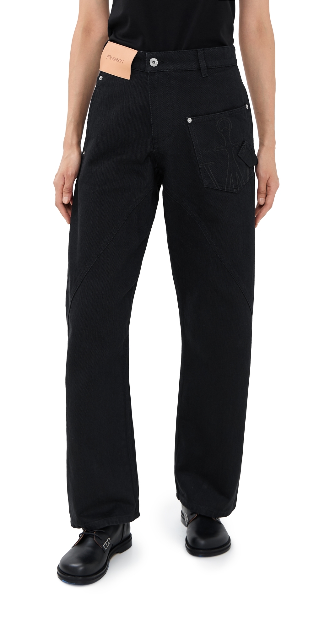 Jw Anderson Twisted Workwear Jeans Black In Black
