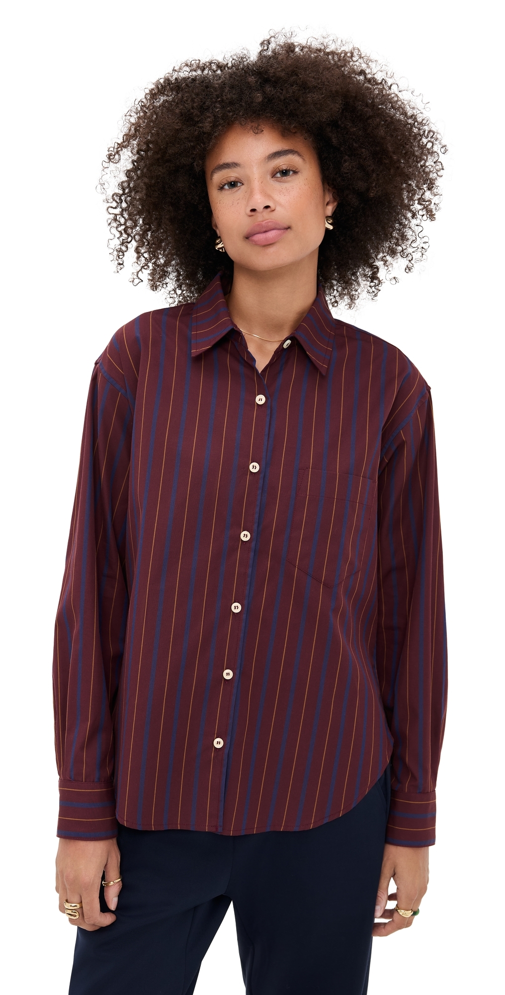 Jamie Haller The Weekend Shirt Oxblood Stripe In Brown