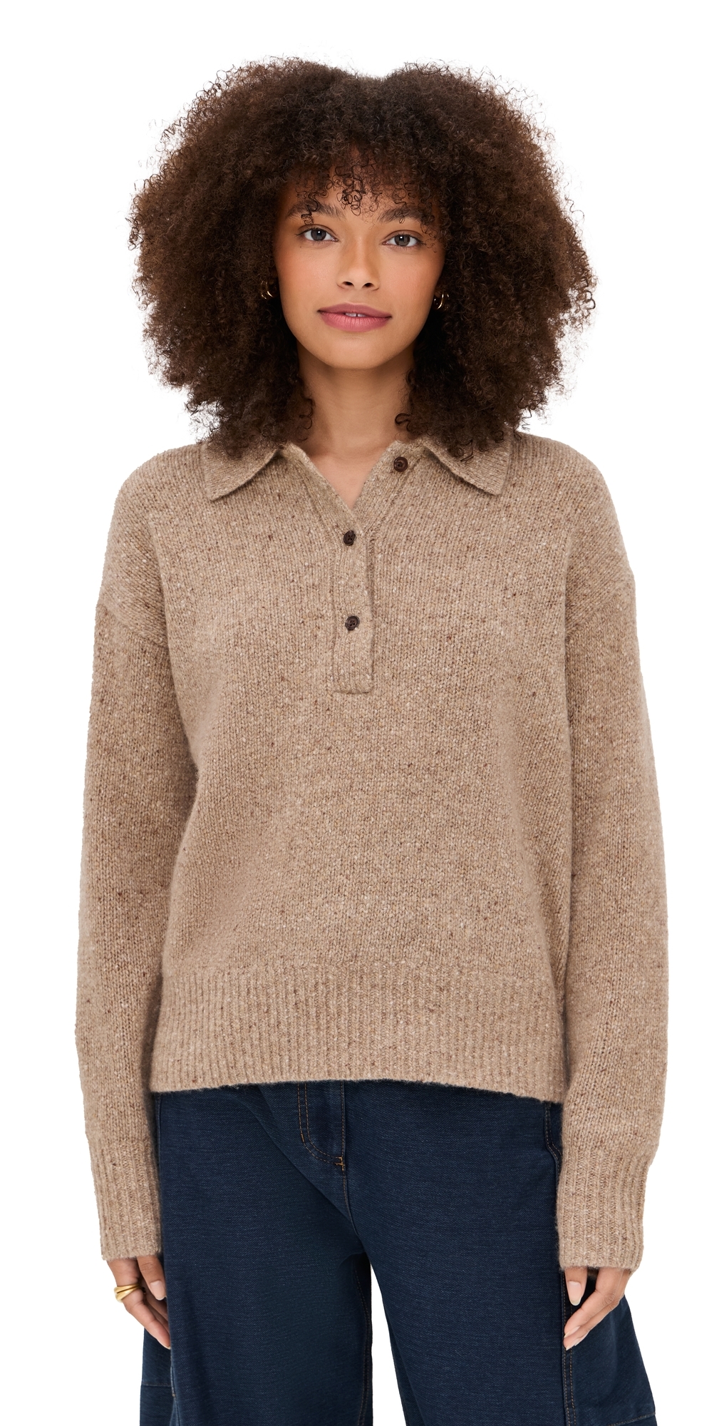 Jenni Kayne Cashmere Burke Polo Camel Donegal In Neutral
