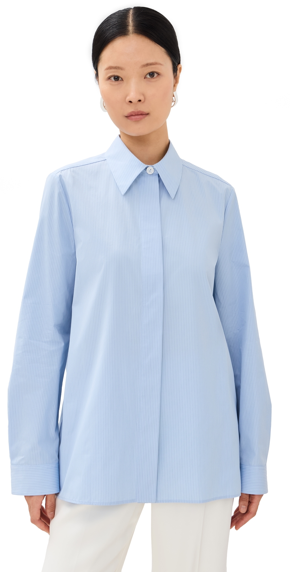 Jil Sander Women's Striped Cotton Shirt In Sunny Sky