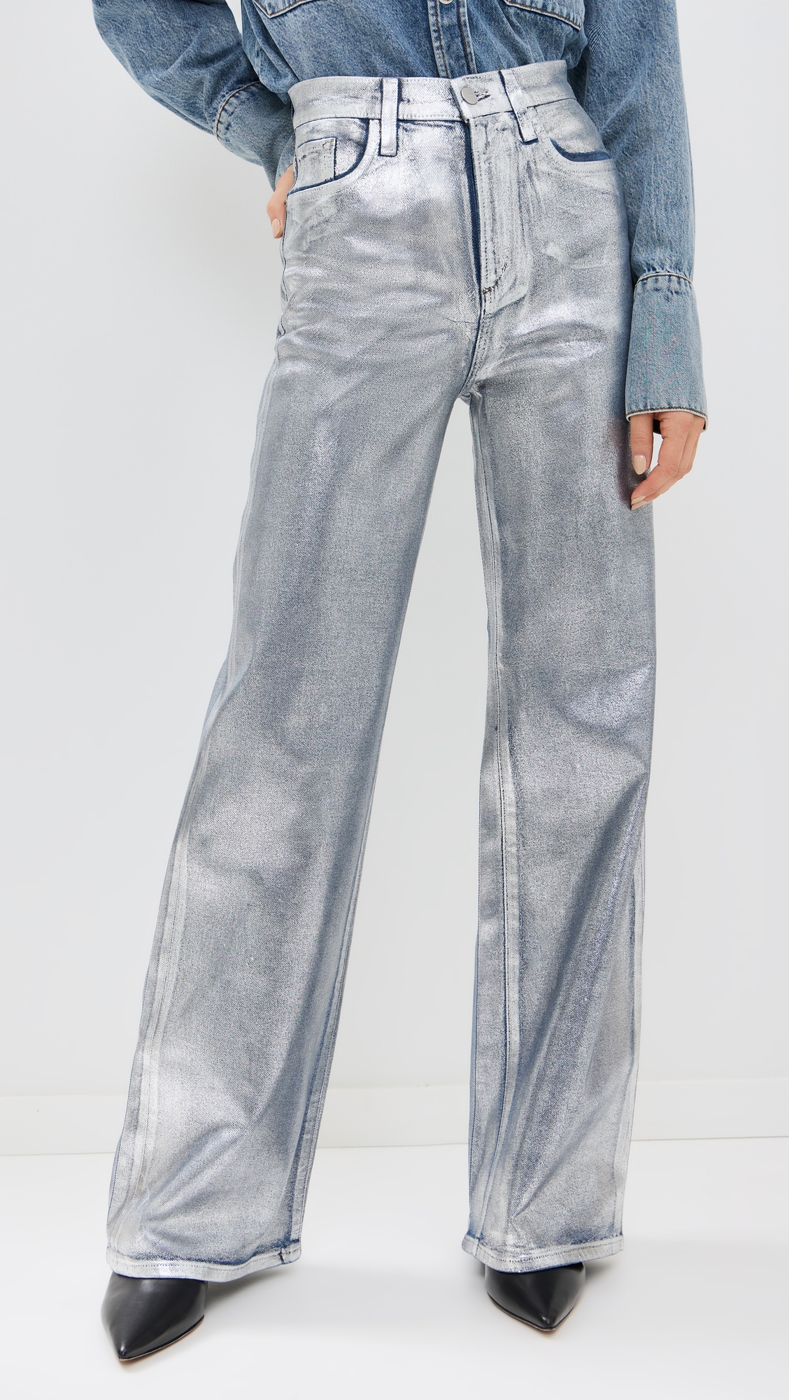 Joe's Jeans The Mia High Rise Wide Leg Foil Jeans