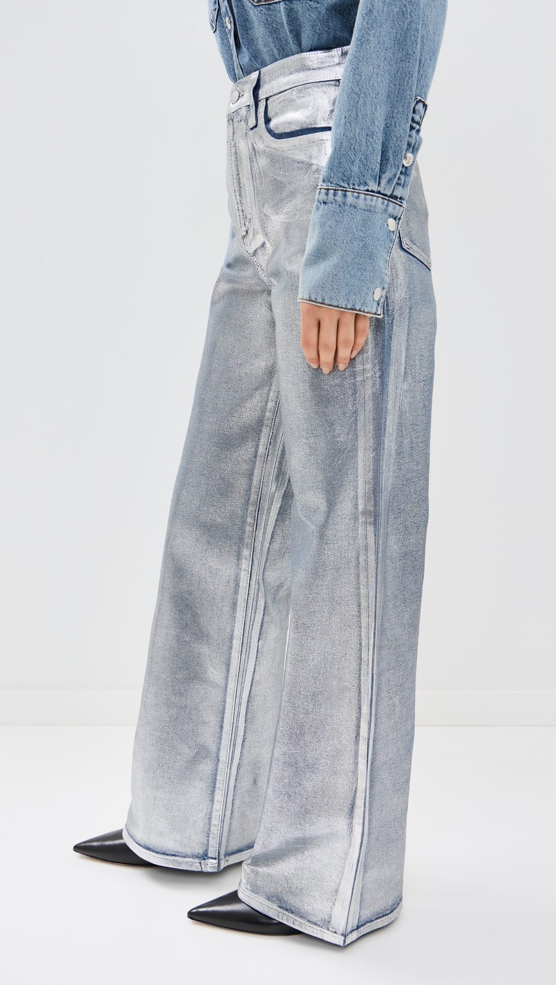 Joe's Jeans The Mia High Rise Wide Leg Foil Jeans thumbnail