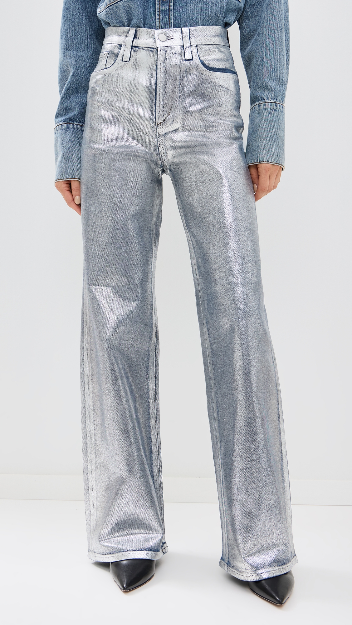 Joe's Jeans The Mia High Rise Wide Leg Foil Jeans thumbnail