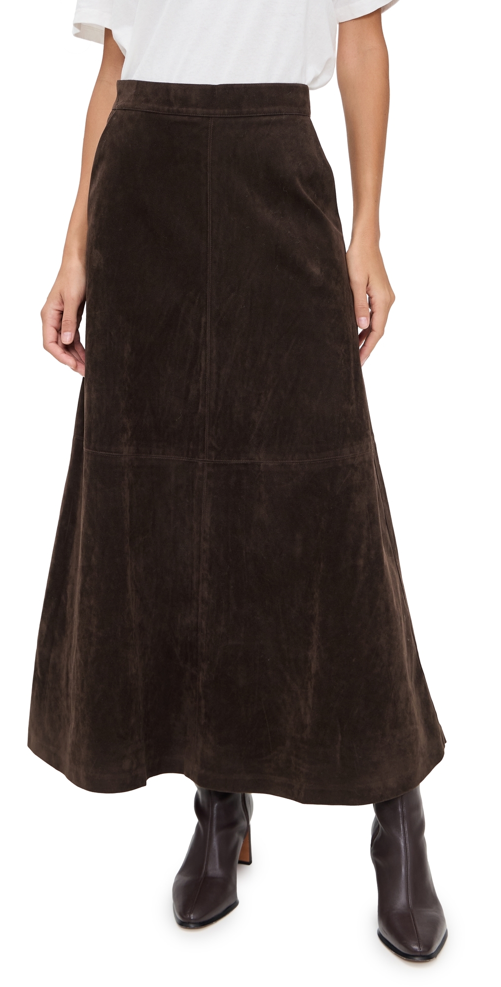 Joe's Jeans The Tavi Vegan Suede Skirt Dark Chocolate In Brown