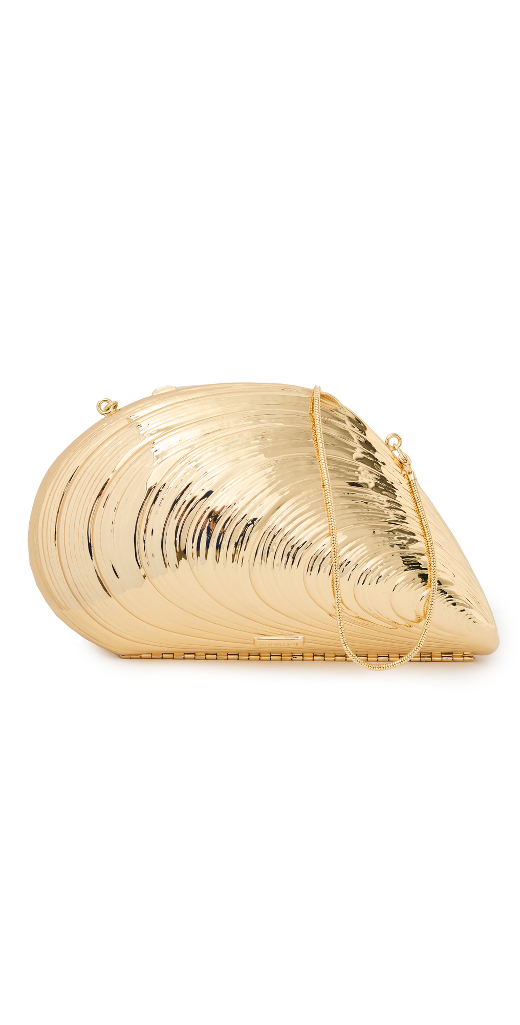 Simkhai Bridget Metal Oyster Shell Clutch Gold
