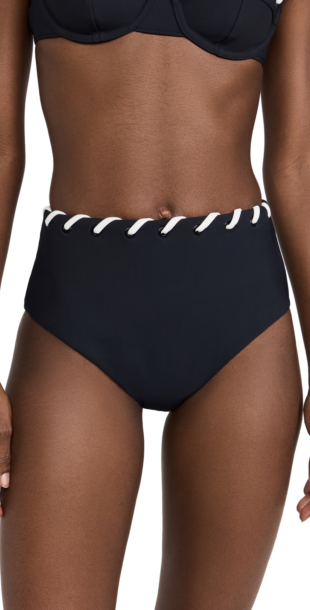 Simkhai Milou High Waisted Bikini Bottoms Black White In Black White