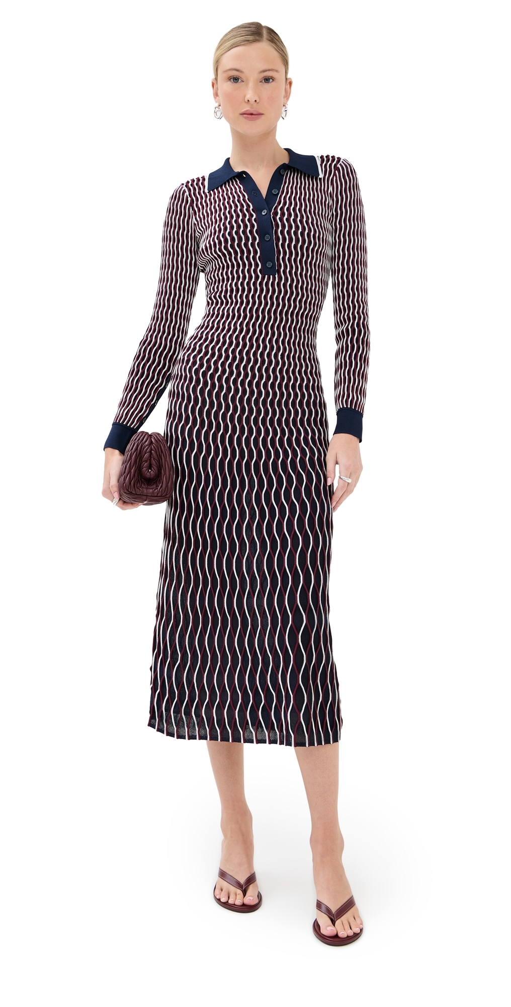 Simkhai Kassidy Polo Midi Dress Cranberry Multi In Multi