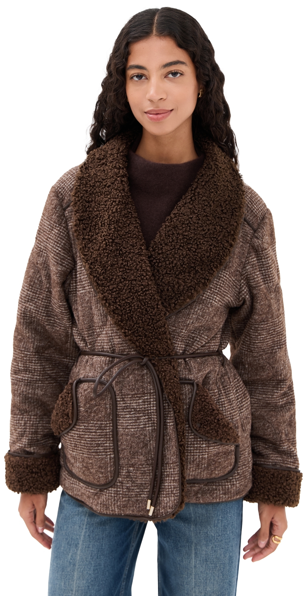 Simkhai Rorie Quilted Jacket Chocolate In Brown