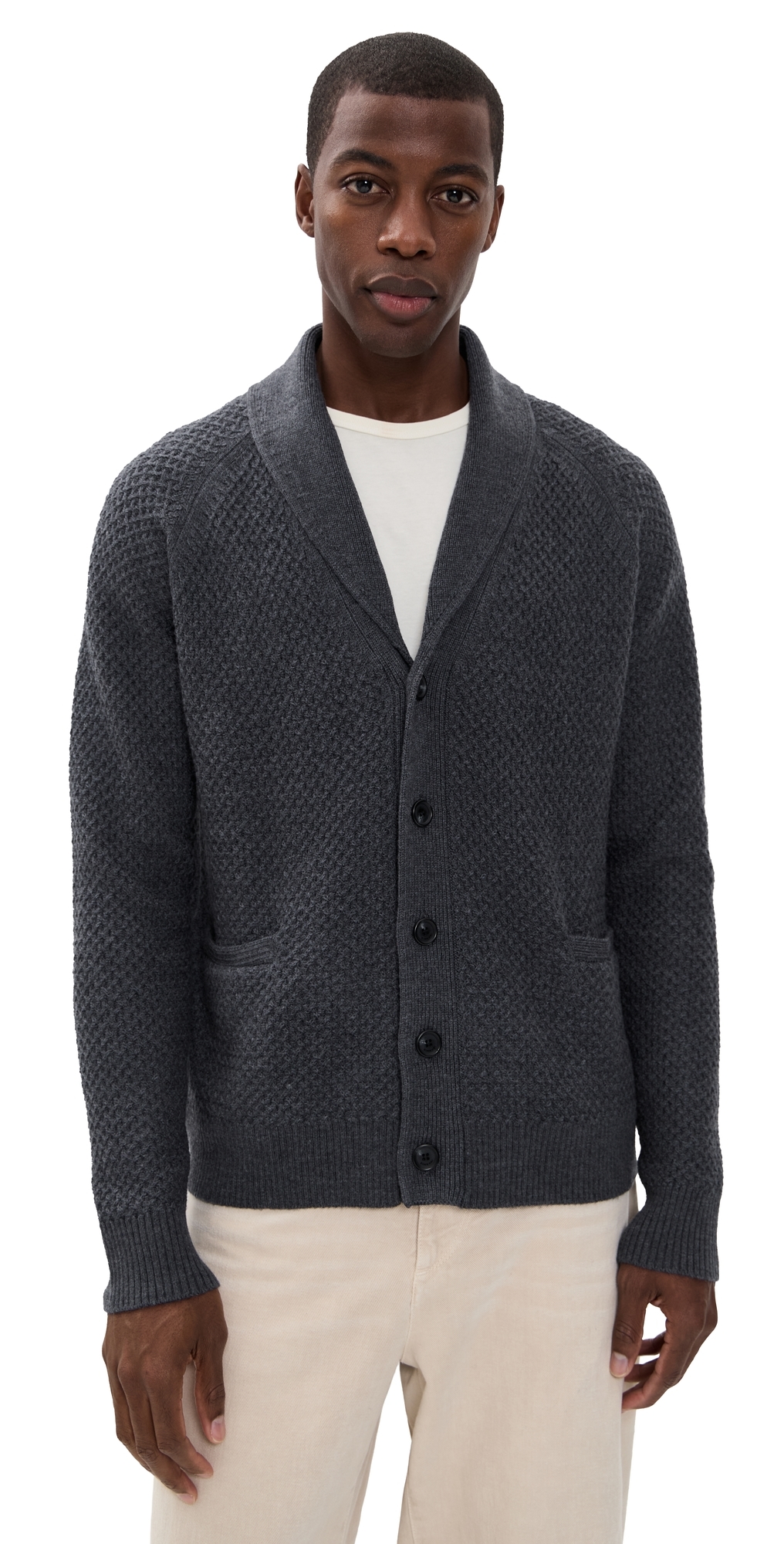 Simkhai Grant Shawl Cardigan Charcoal Melange In Gray