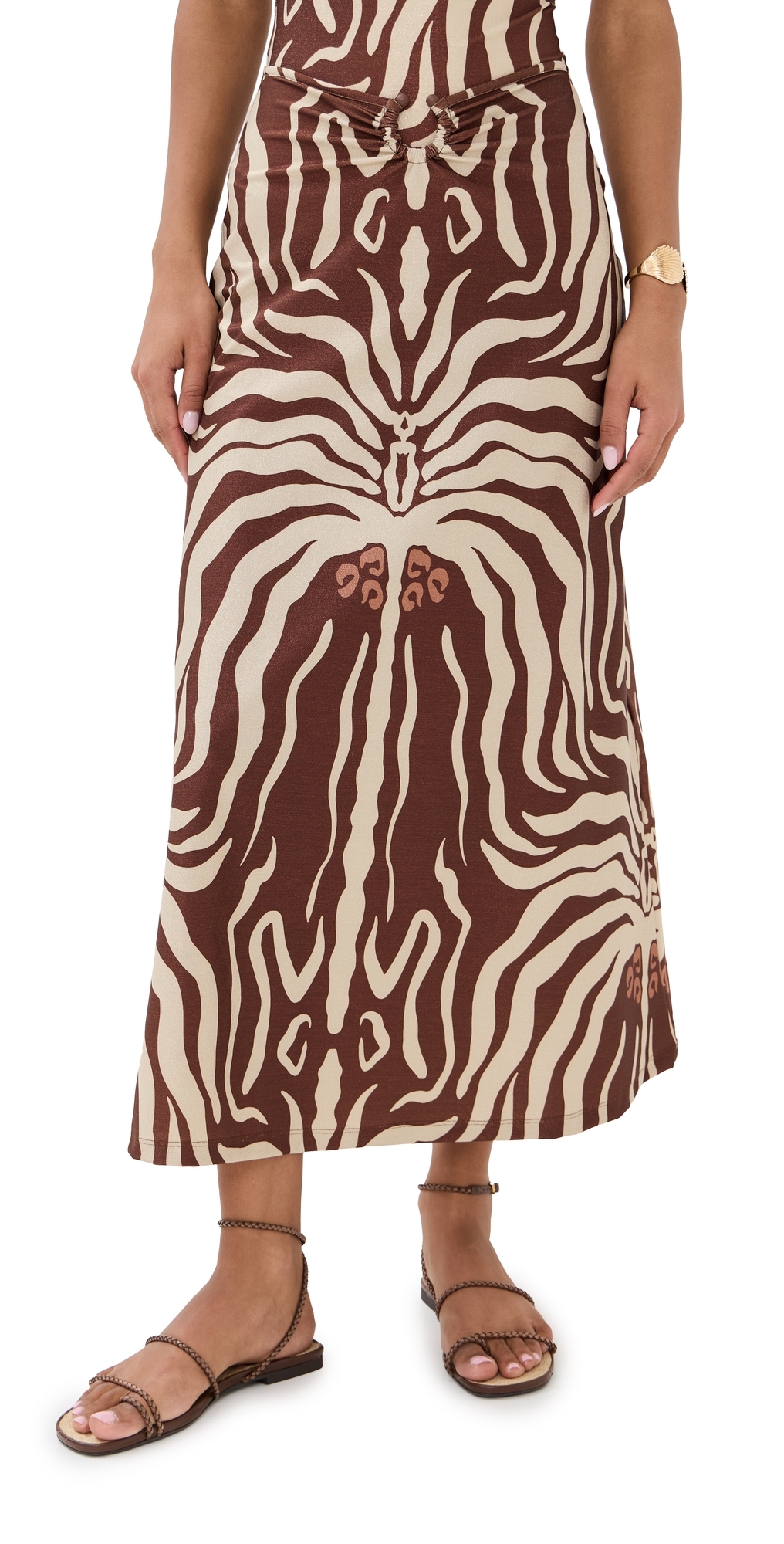 Johanna Ortiz Keel Gathered Maxi Skirt In Brown
