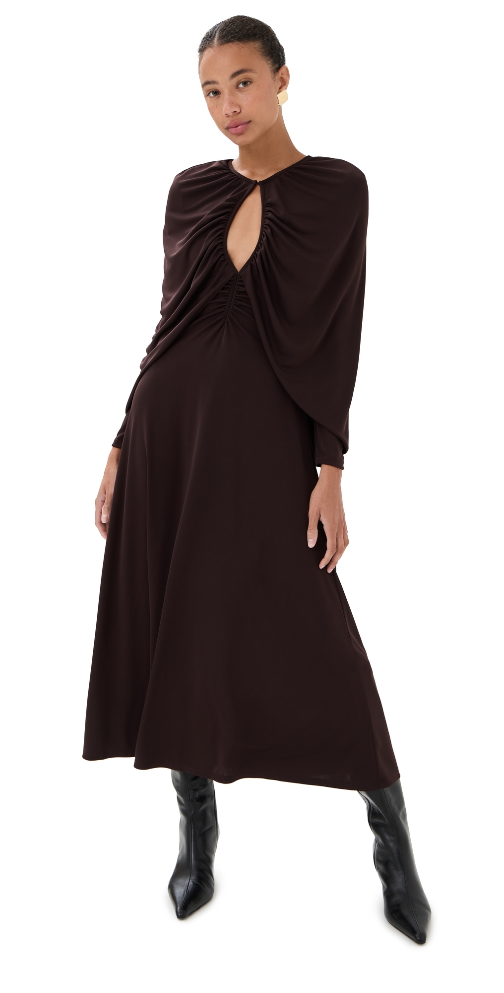 Johanna Ortiz Silent Solstice Midi Dress Chocolate In Brown