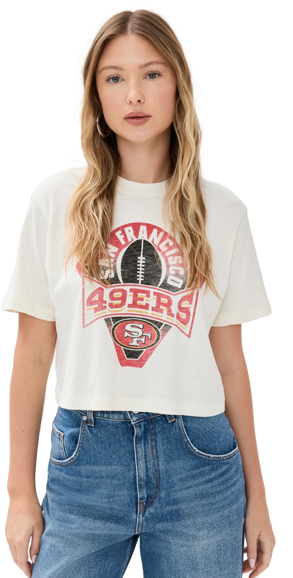 Junk Food 49ers Crew Neck Crop Tee Vintage White In Vintage White