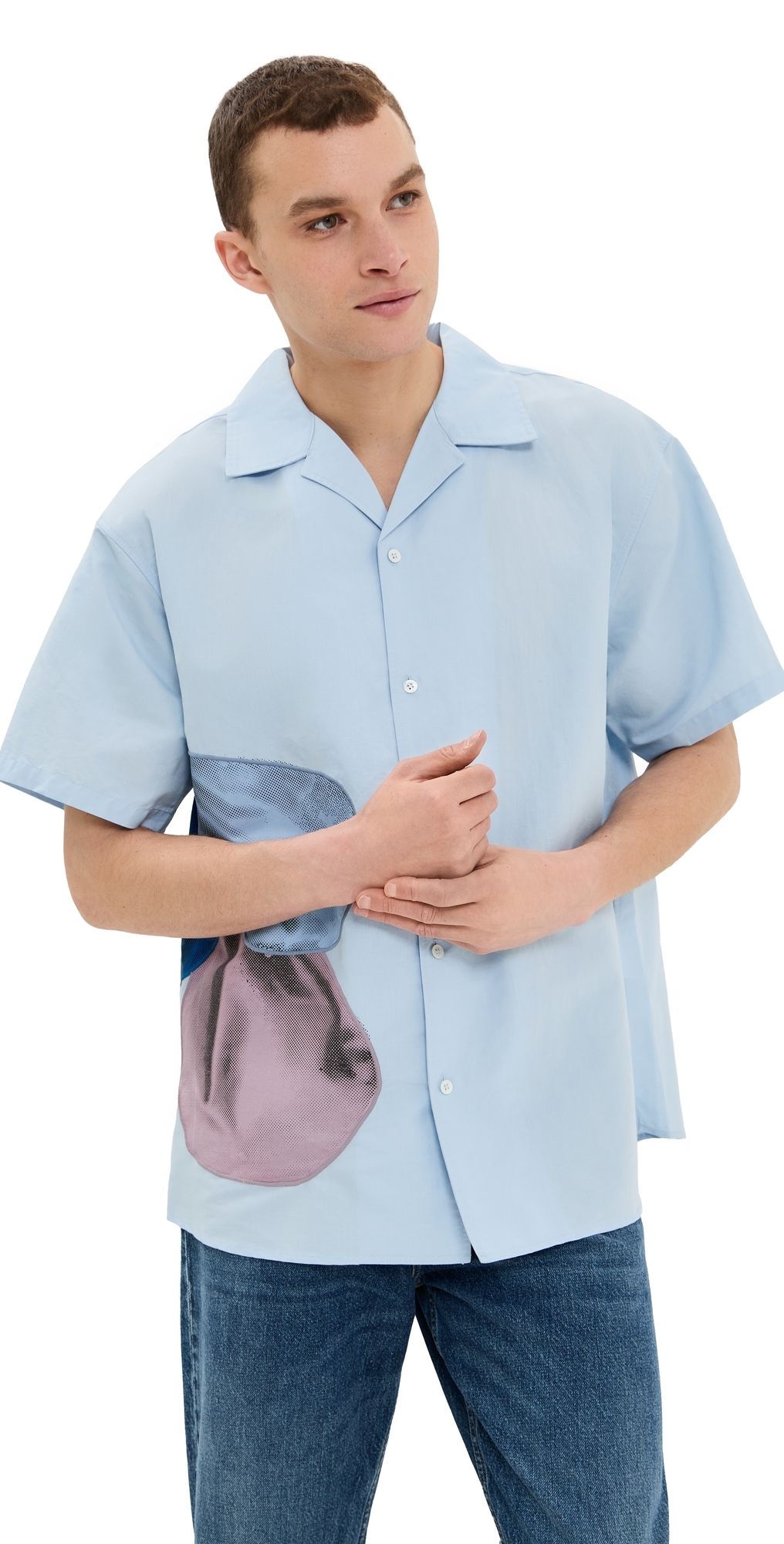 Jw Anderson Balloon Embroidery Short Sleeve Shirt Light Blue In Light Blue