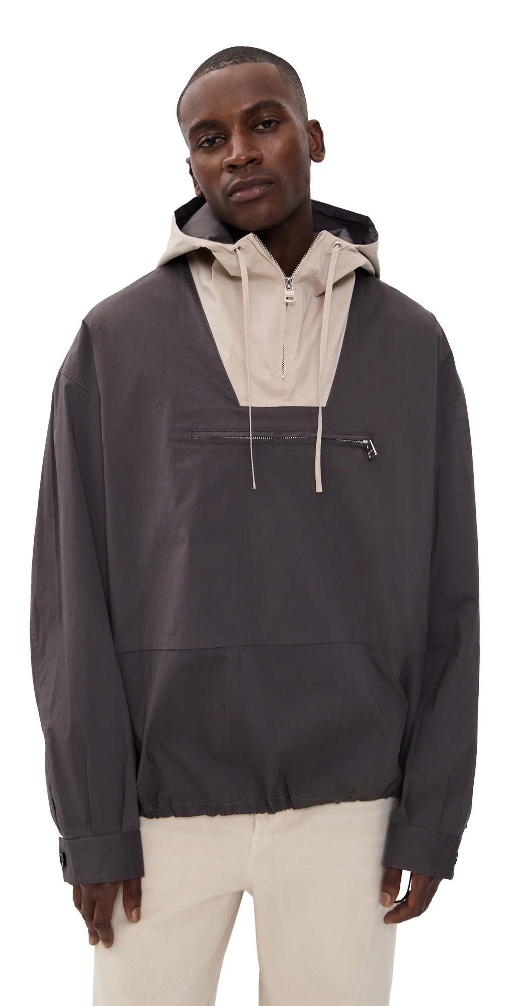 Jw Anderson Contrast Hood Anorak Charcoal In Multi