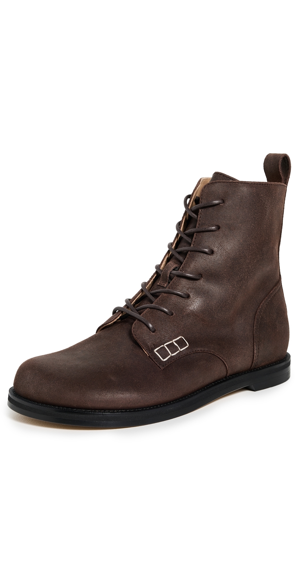 Jw Anderson Loafer Lace Up Boots Deep Walnut In Animal Print