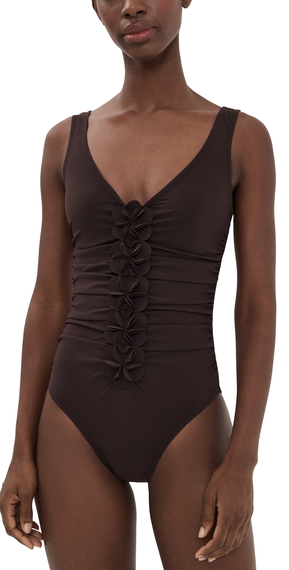 Karla Colletto Tess V Neck Silent Underwire Tank One Piece Chocolate In Brown