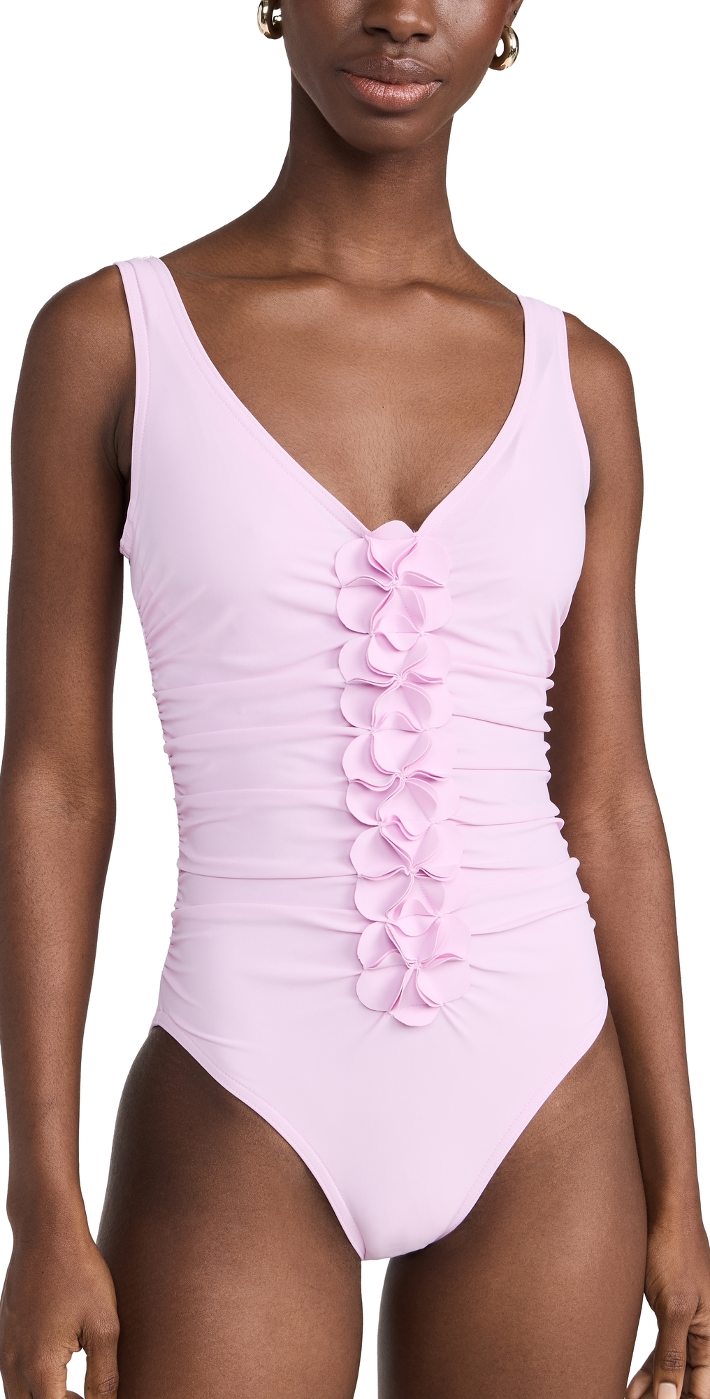 Karla Colletto Tess V Neck Silent Underwire One Piece Pale Pink In Pale Pink