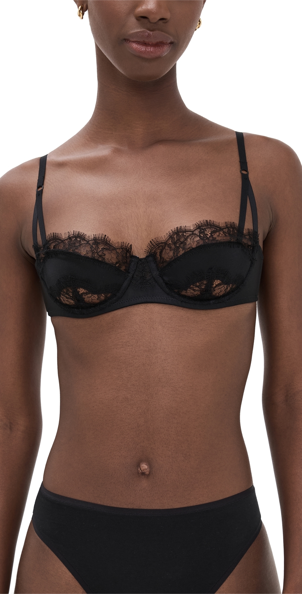 Kiki De Montparnasse Lace Inset Balconette Bra Black In Black