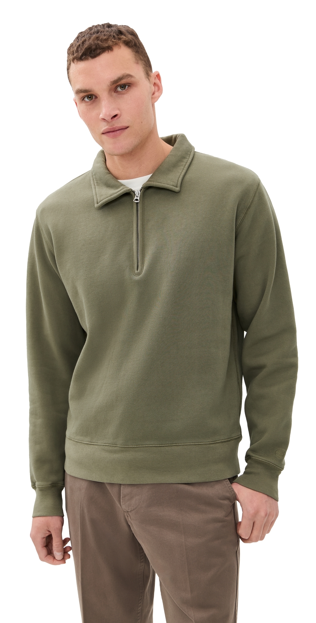 Knickerbocker Stadium Loft Knit Quarter Zip Laurel In Green