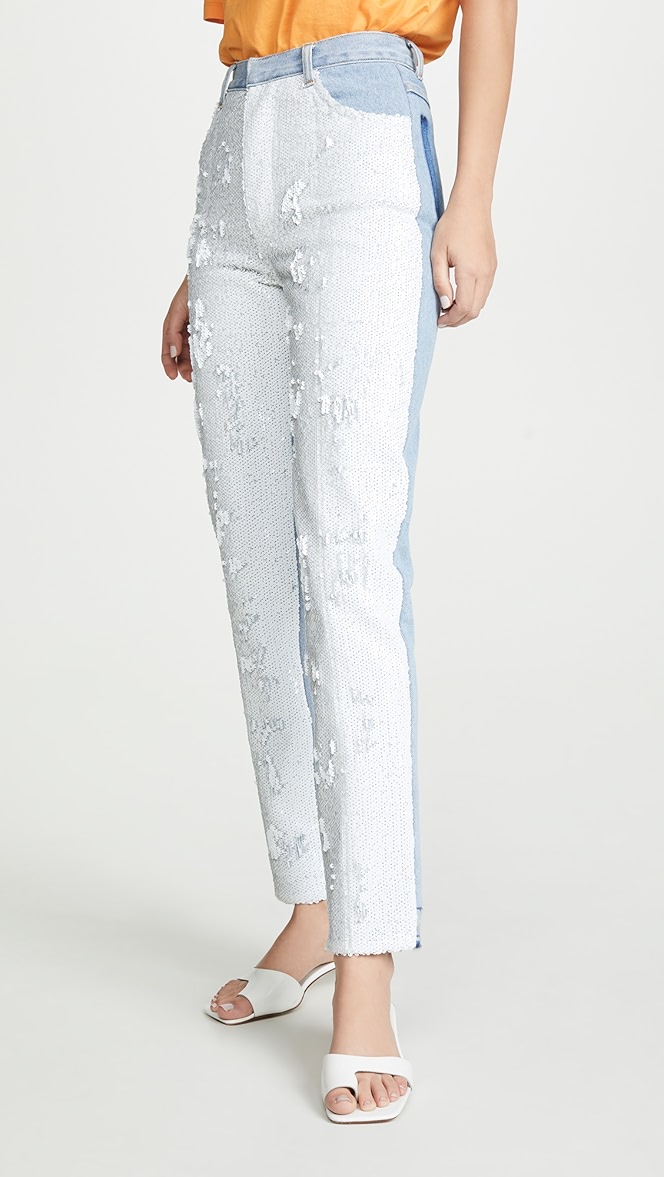 sequin front jeans