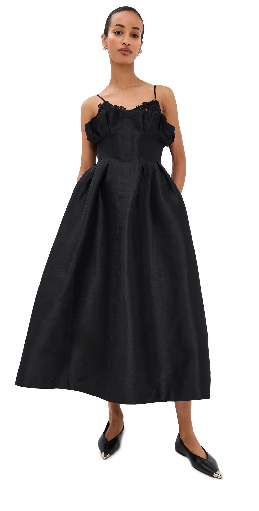 Kika Vargas Theresa Dress Black Tafffeta Black In Black