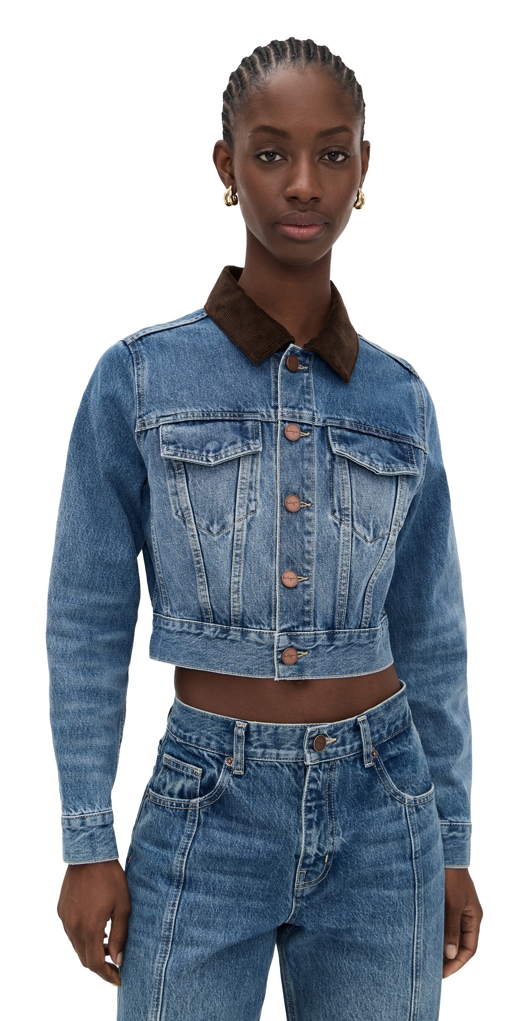 La Ligne Cord Collar Shrunken Jacket Max In Blue