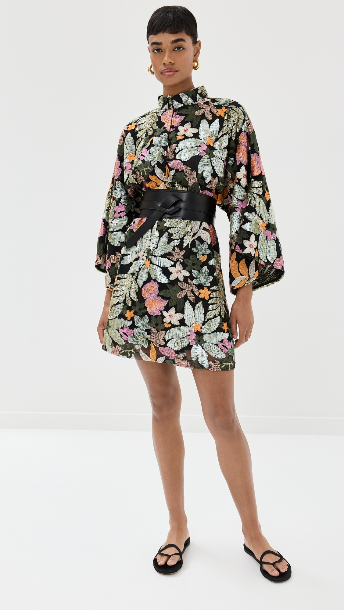 La Vie Style House Safari Floral Mini Caftan thumbnail