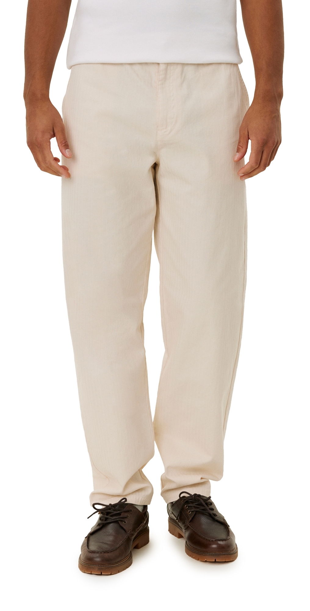 Les Deux Kody Cotton Herringbone Pants Ivory