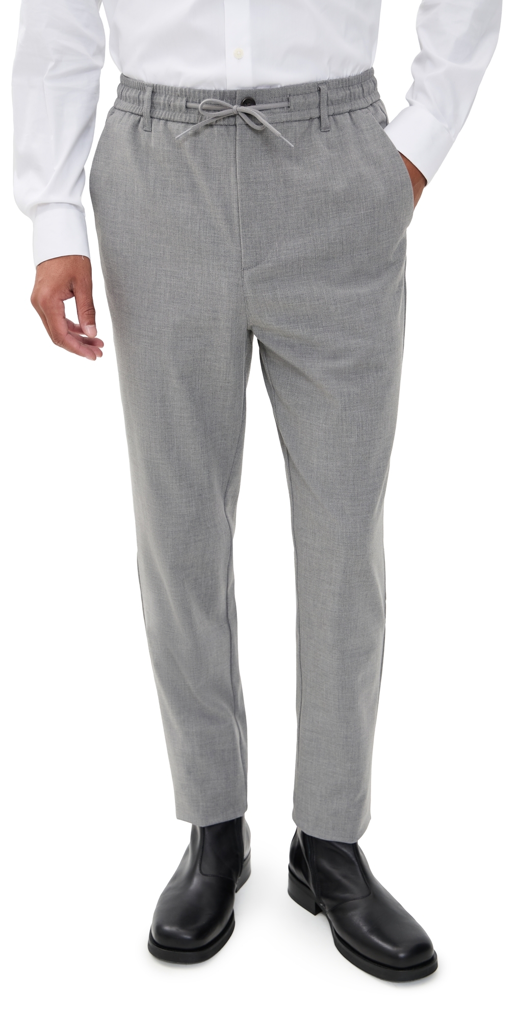 Les Deux Como Tapered Textured Pants Grey Melange In Gray