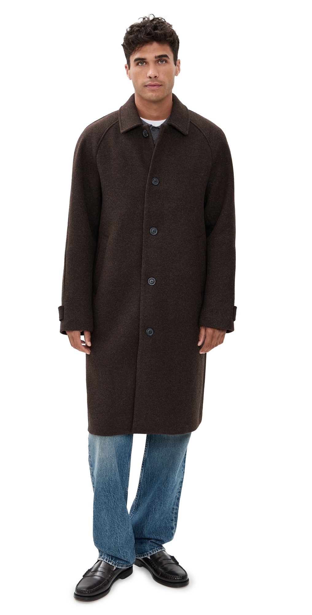 Les Deux Michael Solid Wool Coat Delicioso In Brown