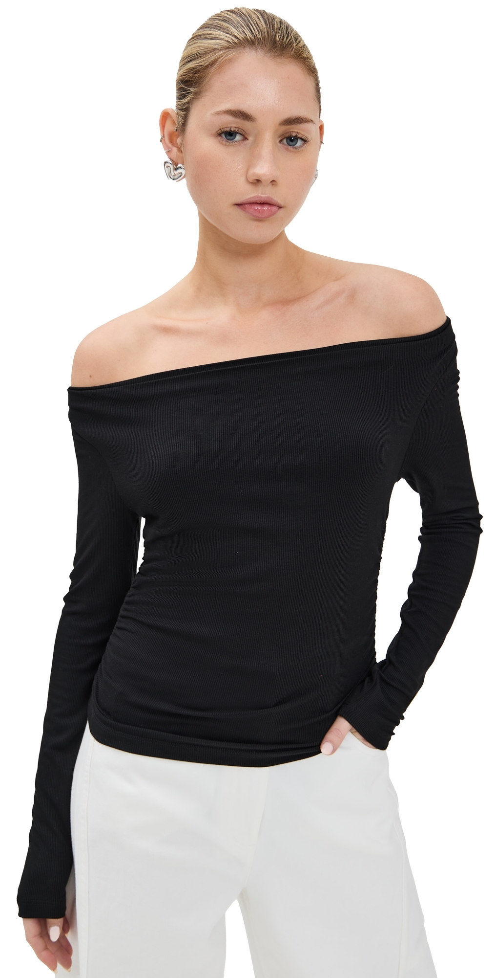 Le Bop Scarlet Off Shoulder Top Black In Black
