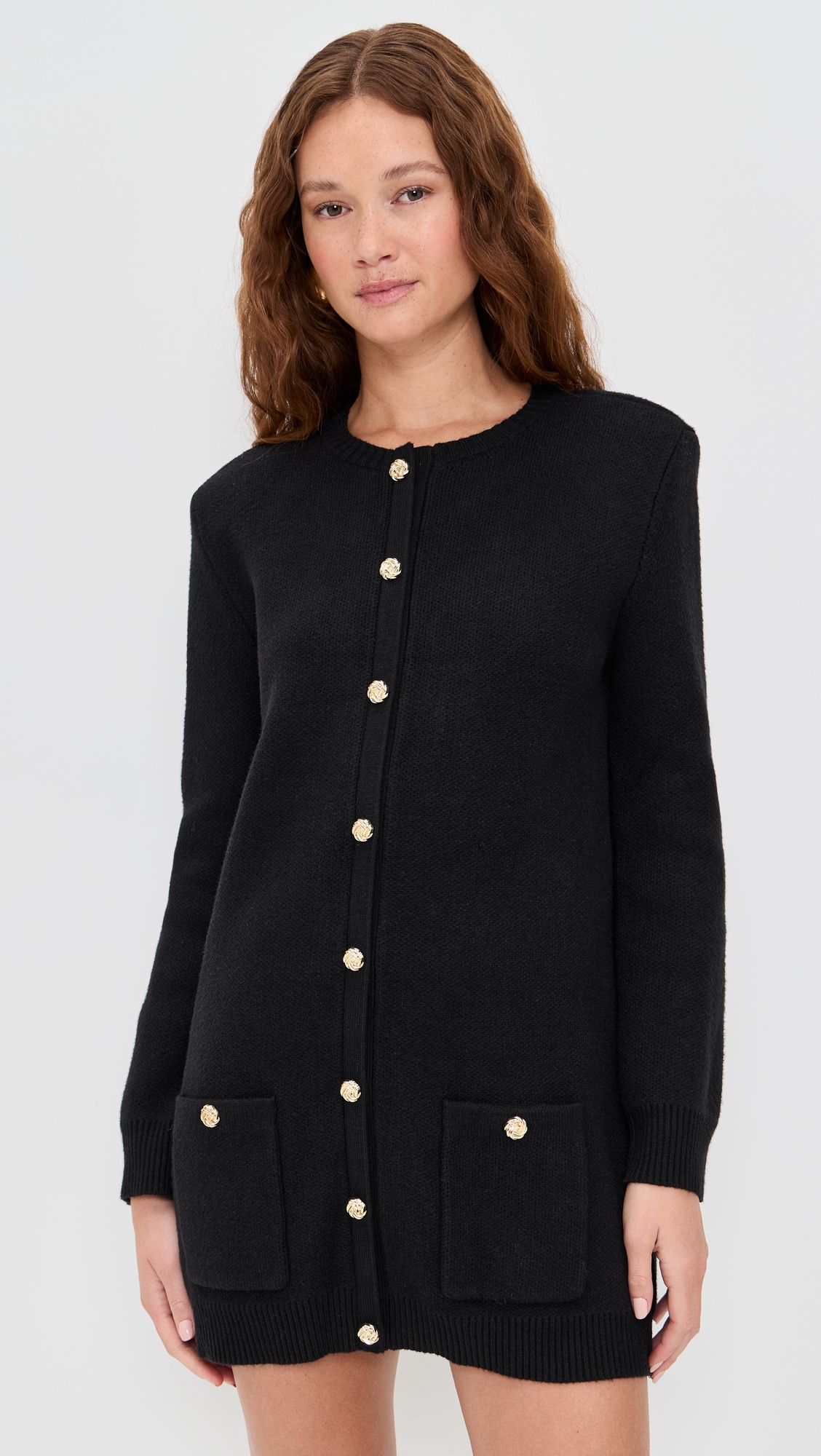 LE BOP Parker Gold Button Sweater Dress