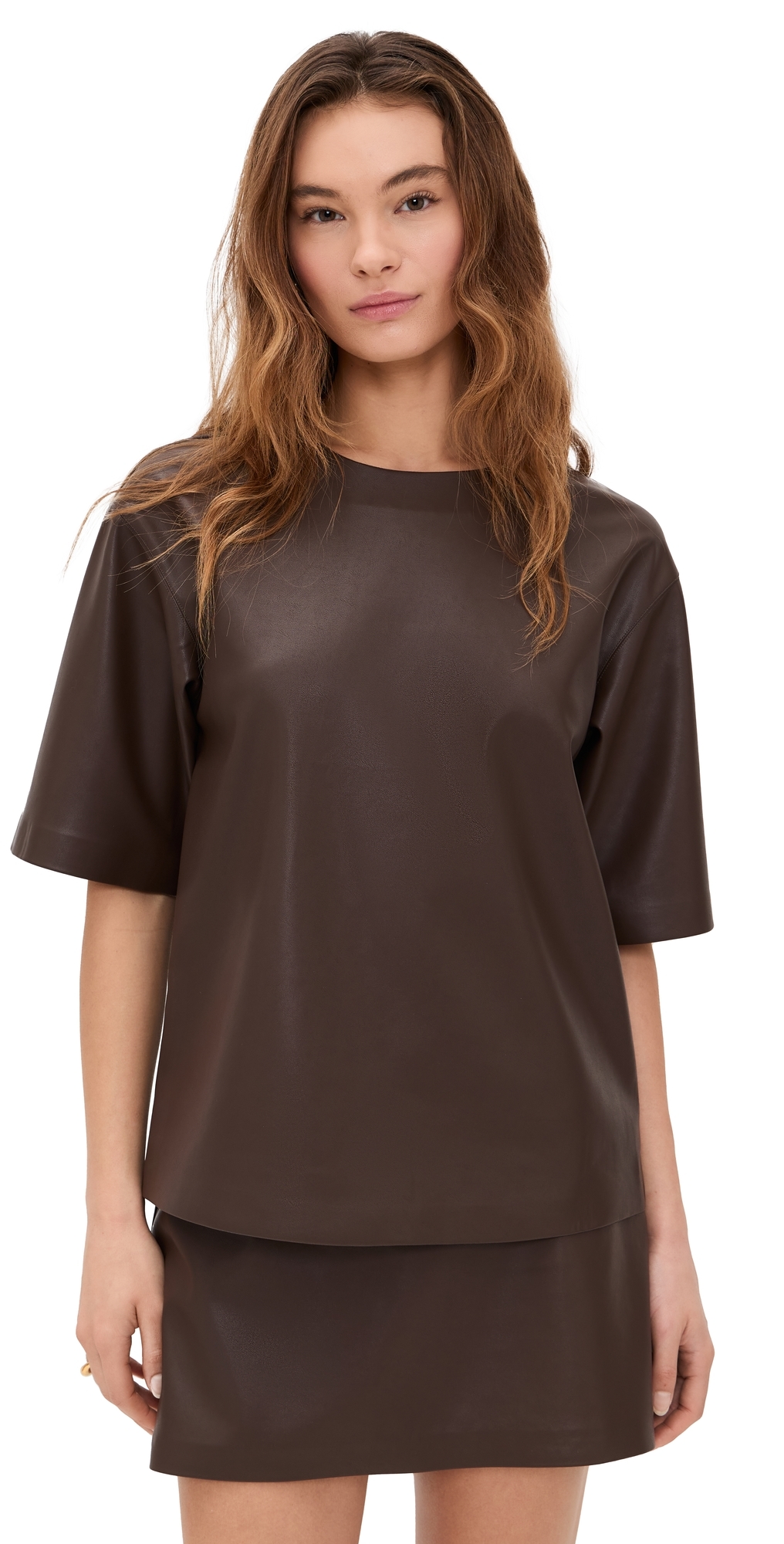 Le Bop Caroline Faux Leather Tee Coffee In Brown
