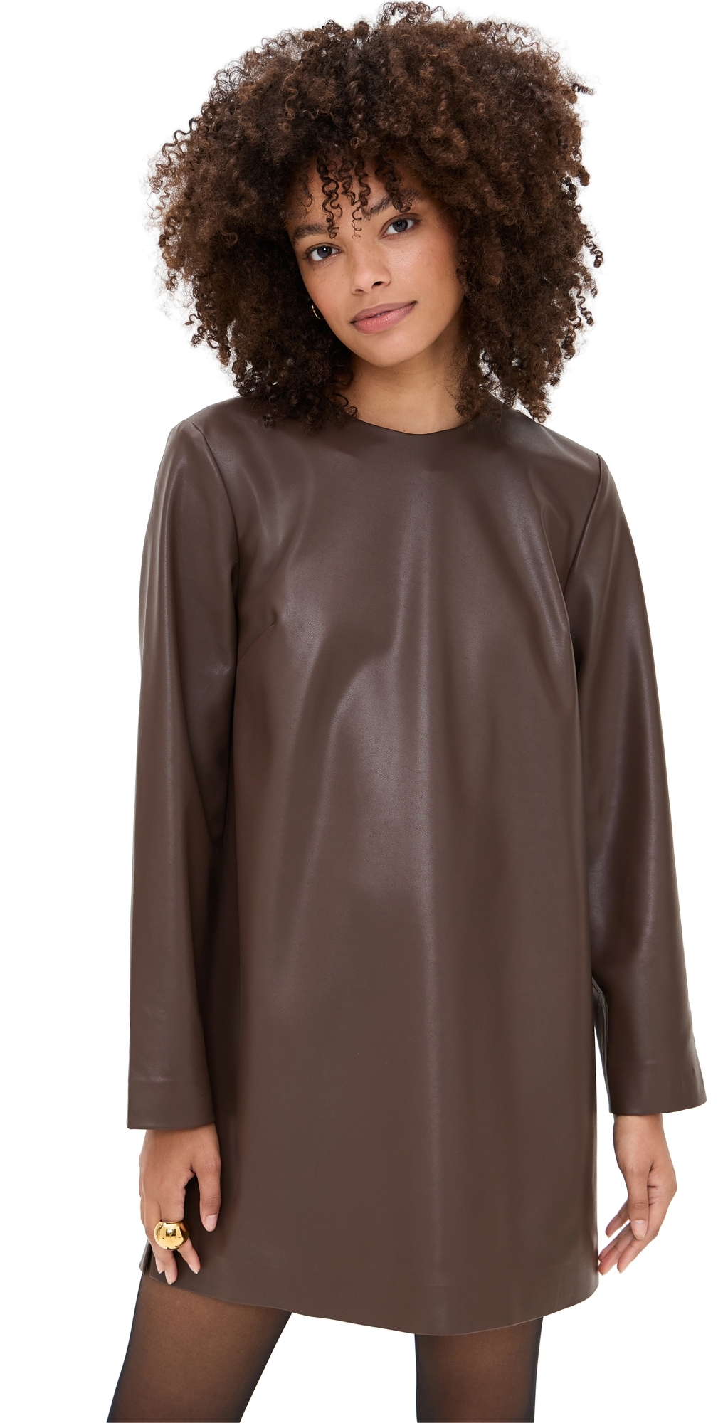 Le Bop Ophelia Faux Leather Dress Coffee In Brown