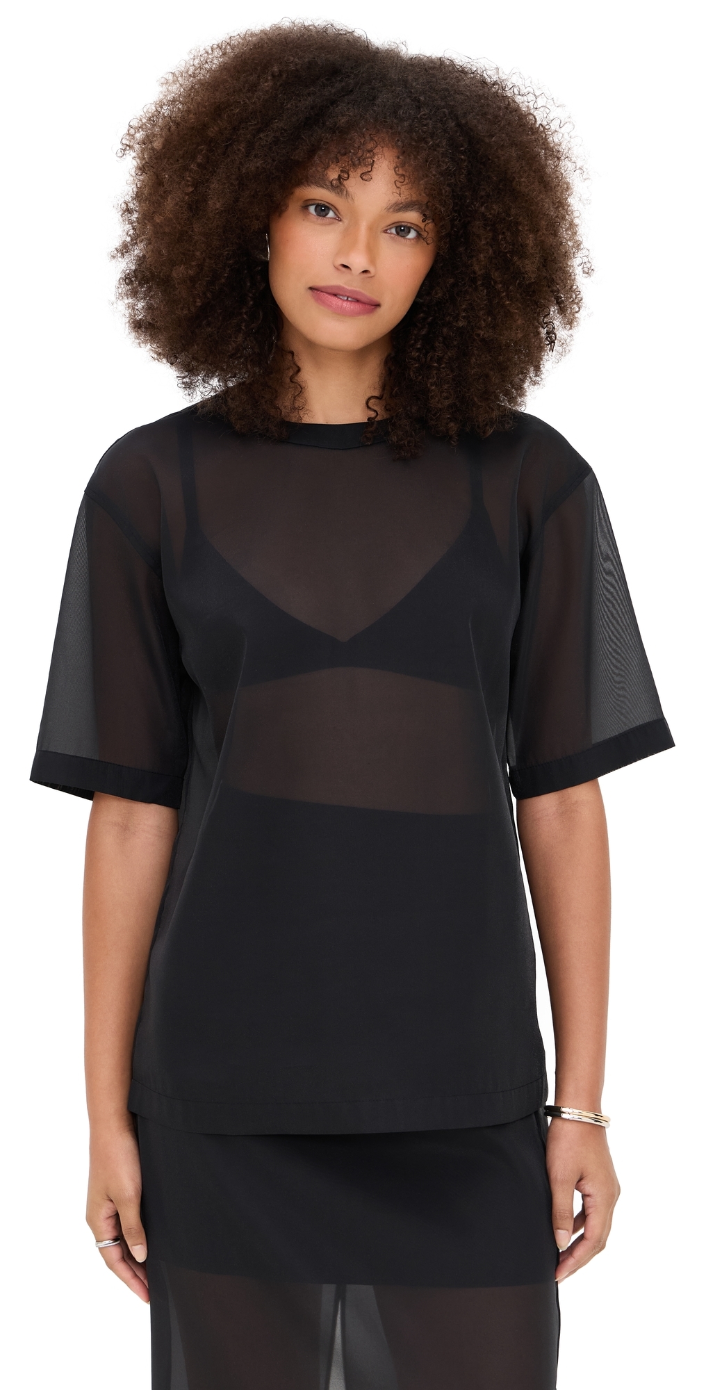 Le Bop Caroline Organza Tee Black In Black