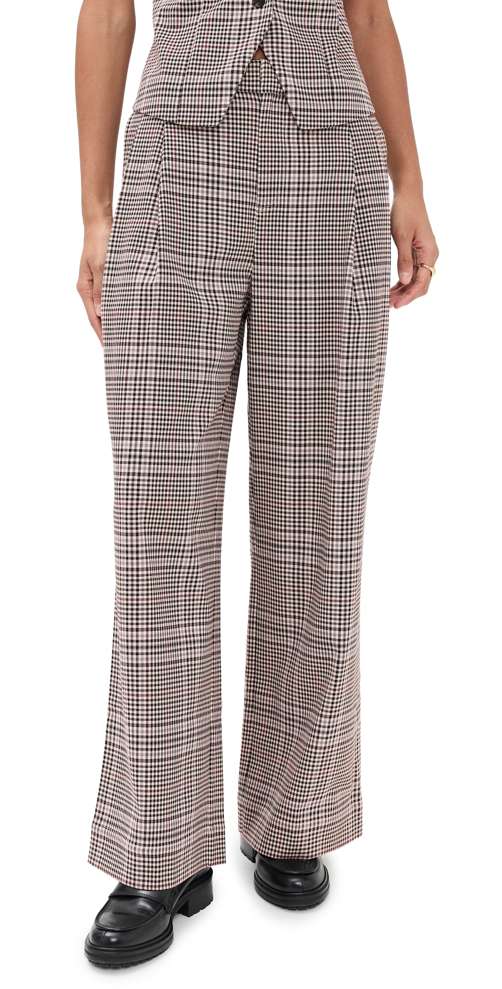 Le Bop Reese Pleated Pants Tan Plaid In Brown