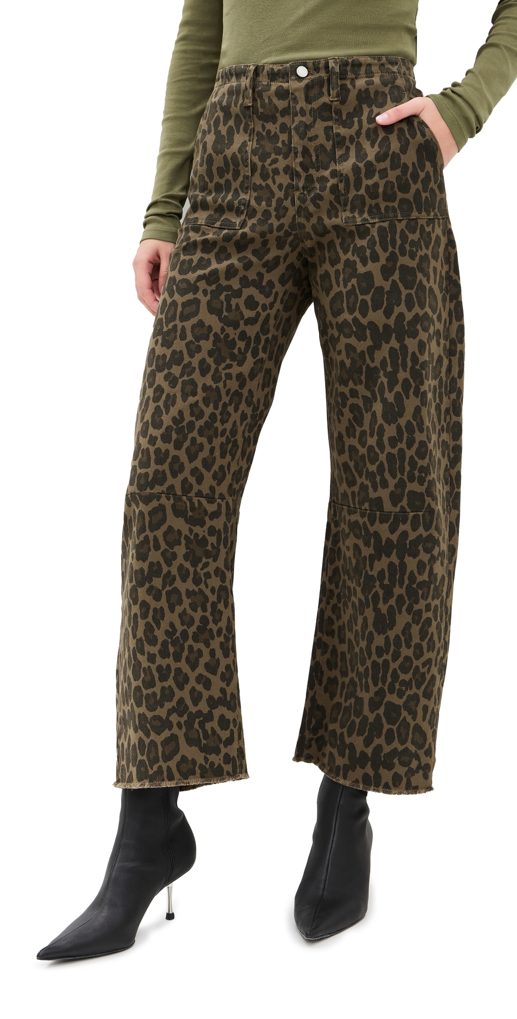 Le Jean Utility Soft Barrel Jeans Dark Leopard In Dark Leopard