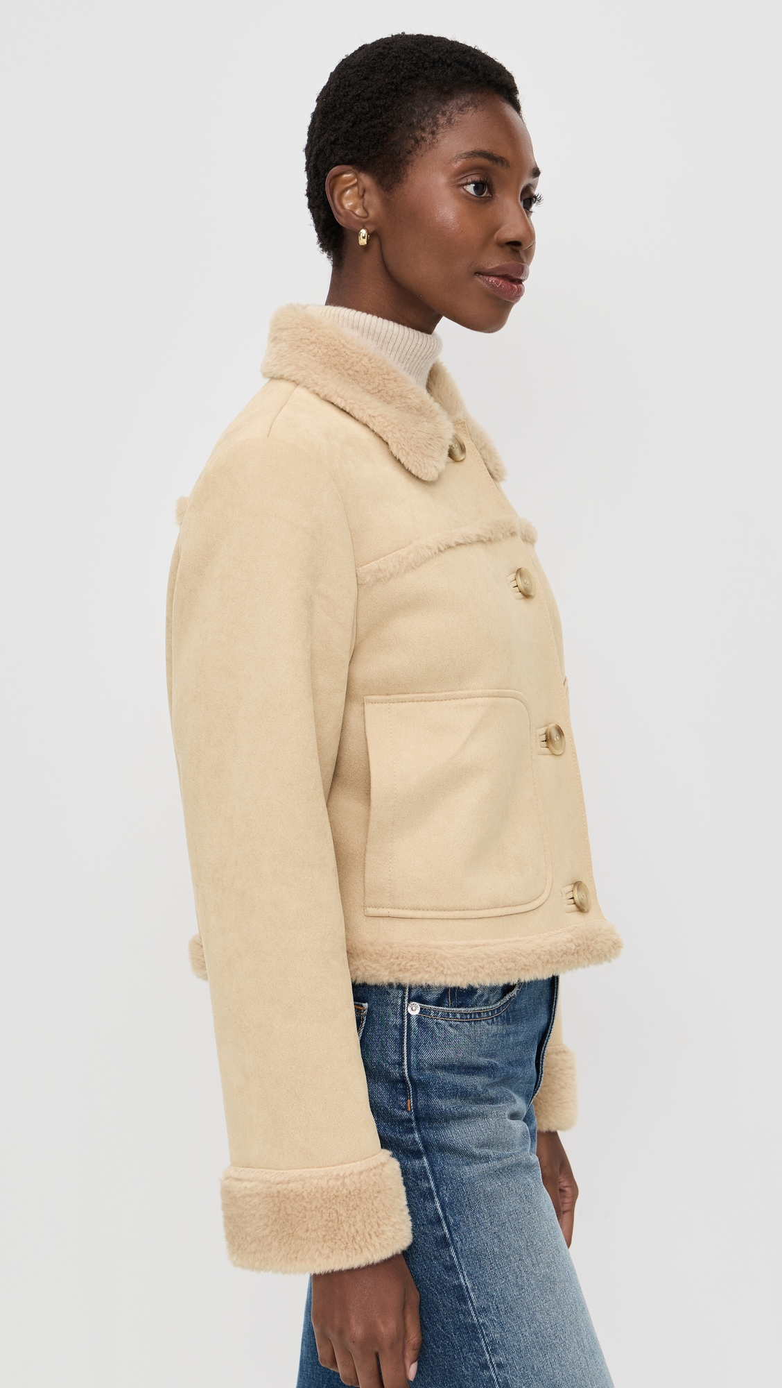 LE JEAN Astra Faux Suede Shearling Jacket thumbnail