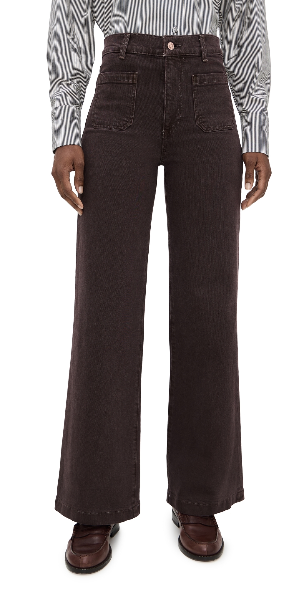 Le Jean Virginia Wide Leg High Rise Jeans Cocoa In Brown