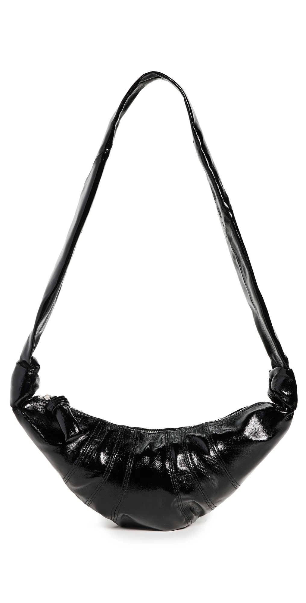 Lemaire Small Coated Croissant Bag Black In Black