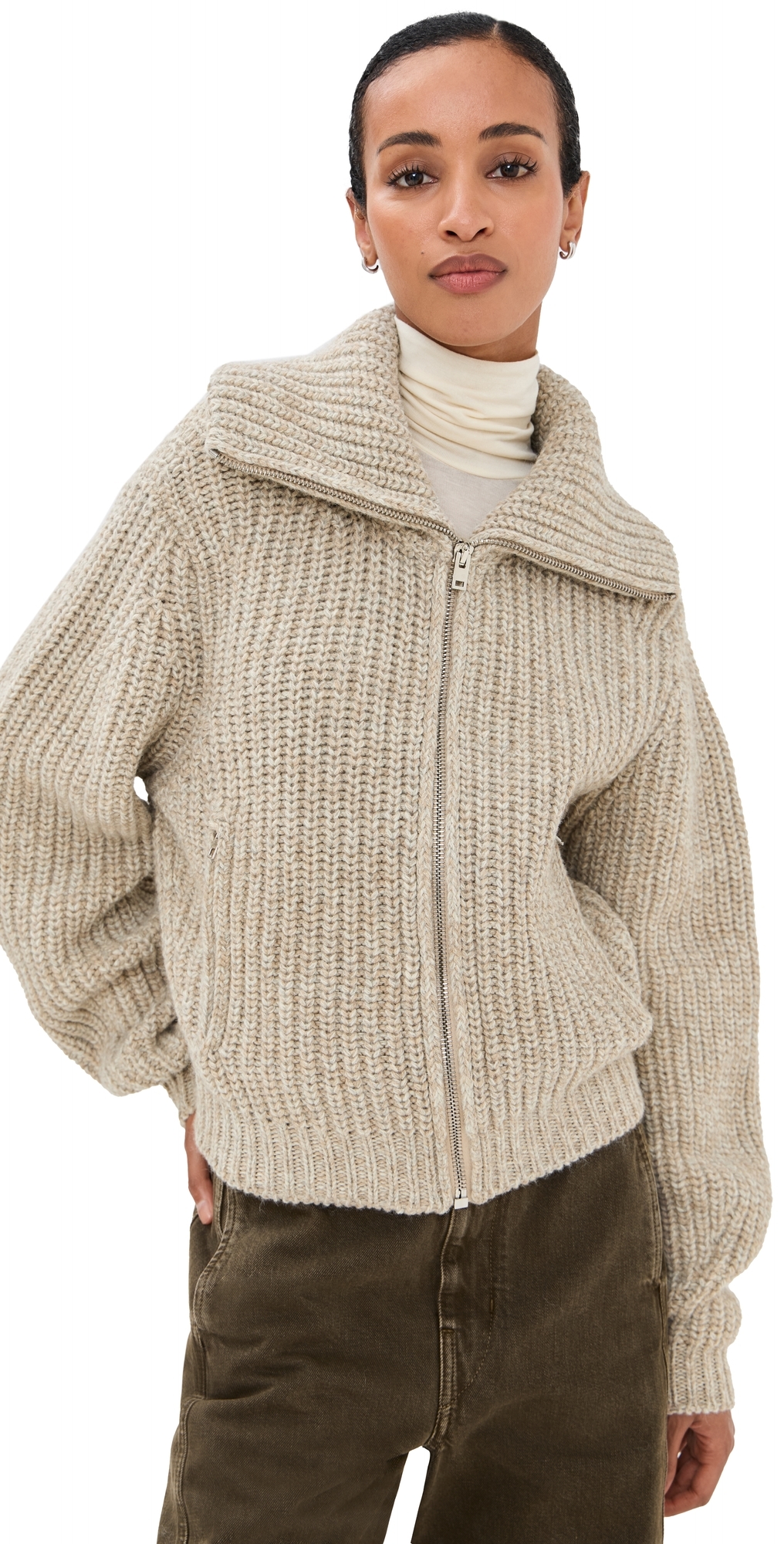 Lemaire Oversized Ribbed Alpaca And Yak Hair-blend Cardigan In Neutral